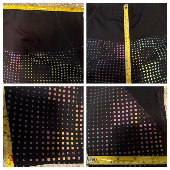 Athleta Aurora Precision Black Reflective Rainbow Dot 7/8 Leggings- M NWOT - Picture 15 of 16